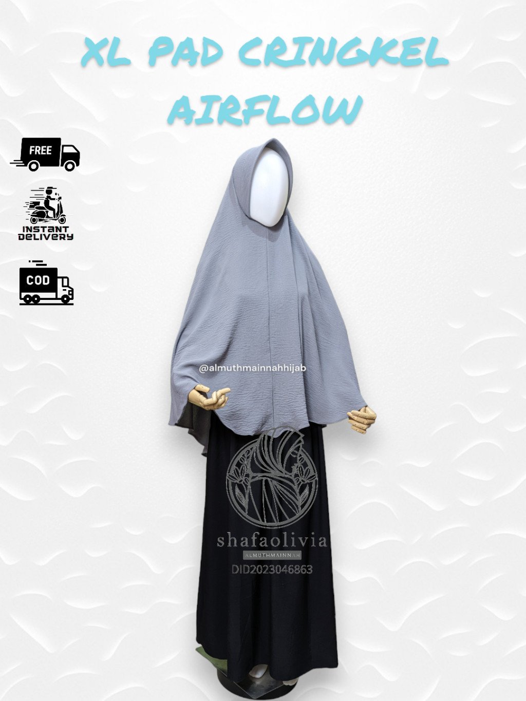 BERGO SYARI JUMBO PREMIUM CRINGKEL XL PAD AIRFLOW KHIMAR KERUDUNG HIJAB JILBAB CEY ADEM KRINGKEL - Image 5