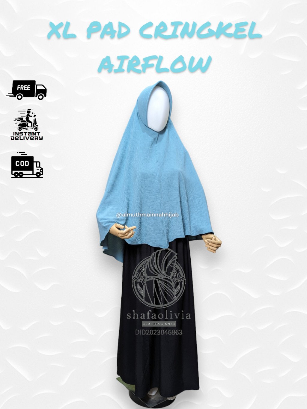 BERGO SYARI JUMBO PREMIUM CRINGKEL XL PAD AIRFLOW KHIMAR KERUDUNG HIJAB JILBAB CEY ADEM KRINGKEL - Image 8