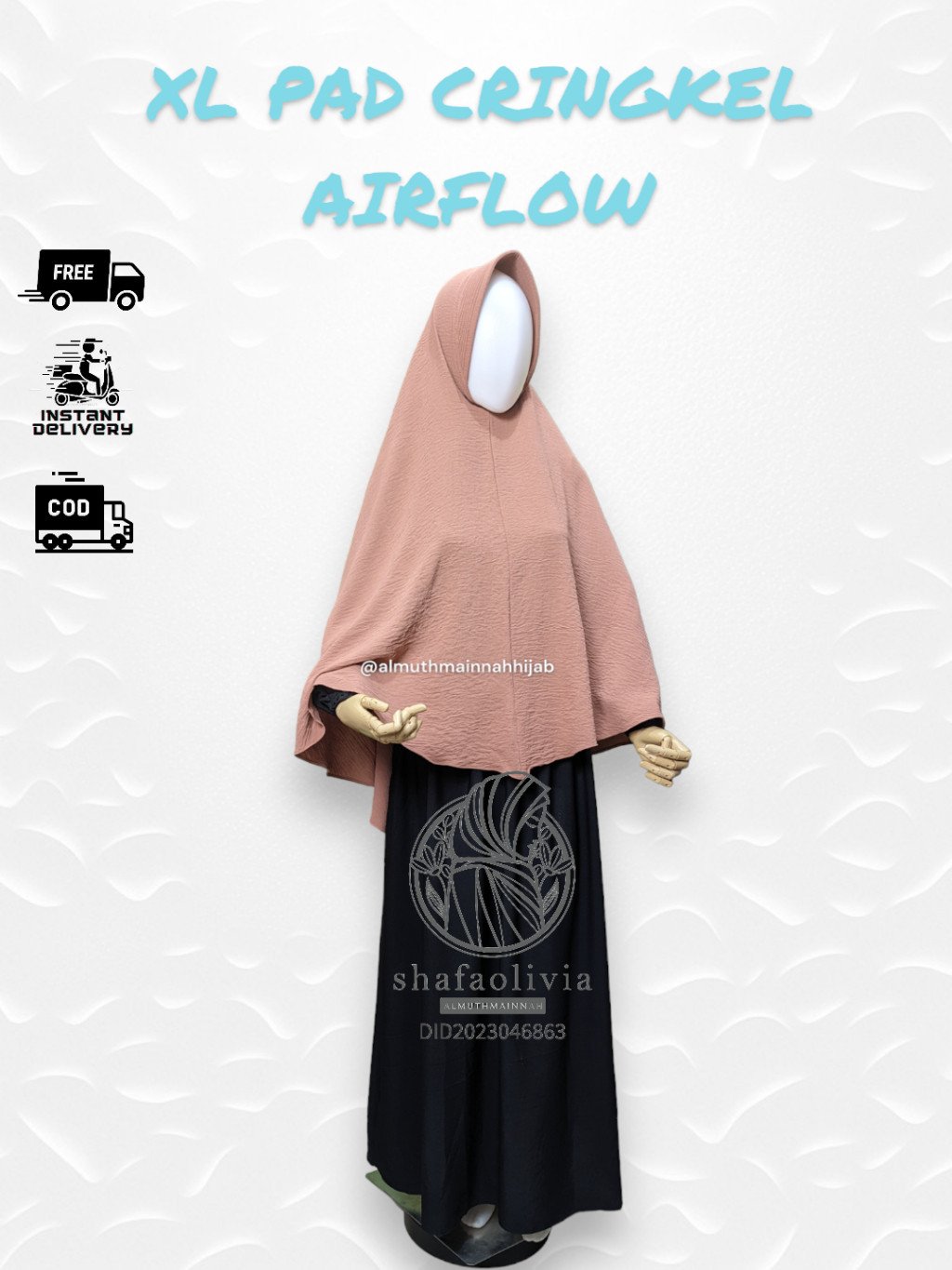 BERGO SYARI JUMBO PREMIUM CRINGKEL XL PAD AIRFLOW KHIMAR KERUDUNG HIJAB JILBAB CEY ADEM KRINGKEL - Image 7