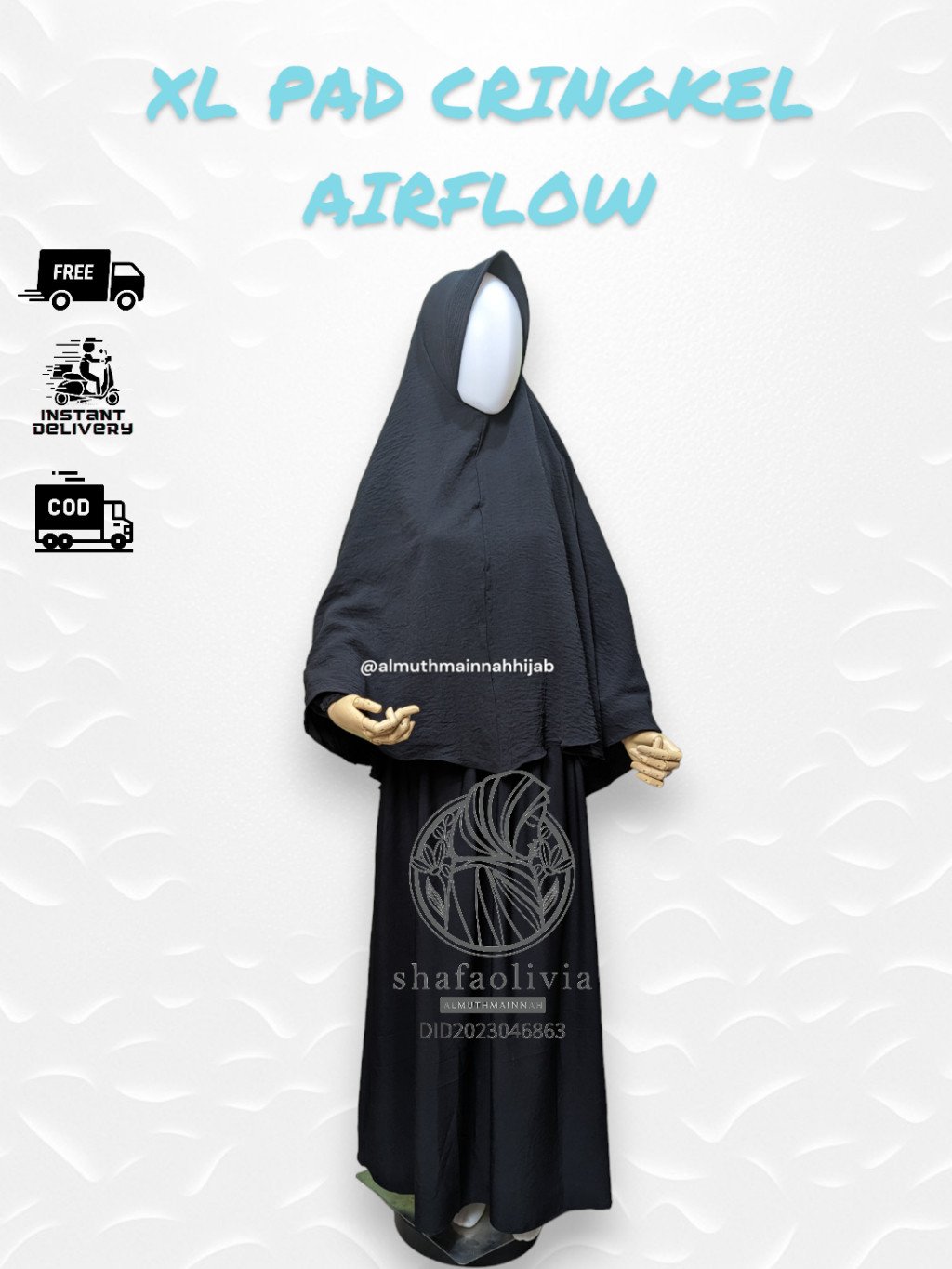 BERGO SYARI JUMBO PREMIUM CRINGKEL XL PAD AIRFLOW KHIMAR KERUDUNG HIJAB JILBAB CEY ADEM KRINGKEL - Image 9