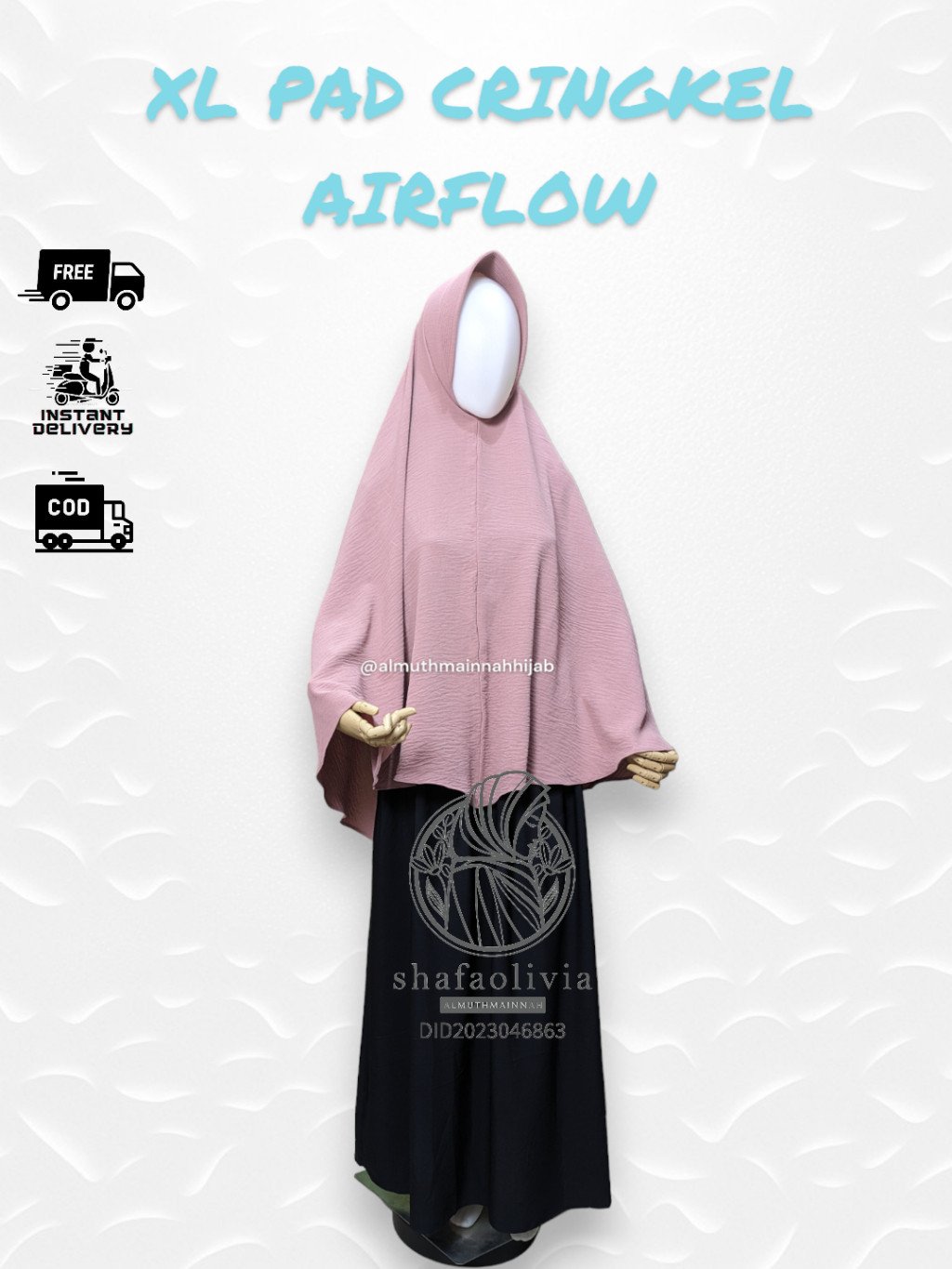 BERGO SYARI JUMBO PREMIUM CRINGKEL XL PAD AIRFLOW KHIMAR KERUDUNG HIJAB JILBAB CEY ADEM KRINGKEL - Image 2