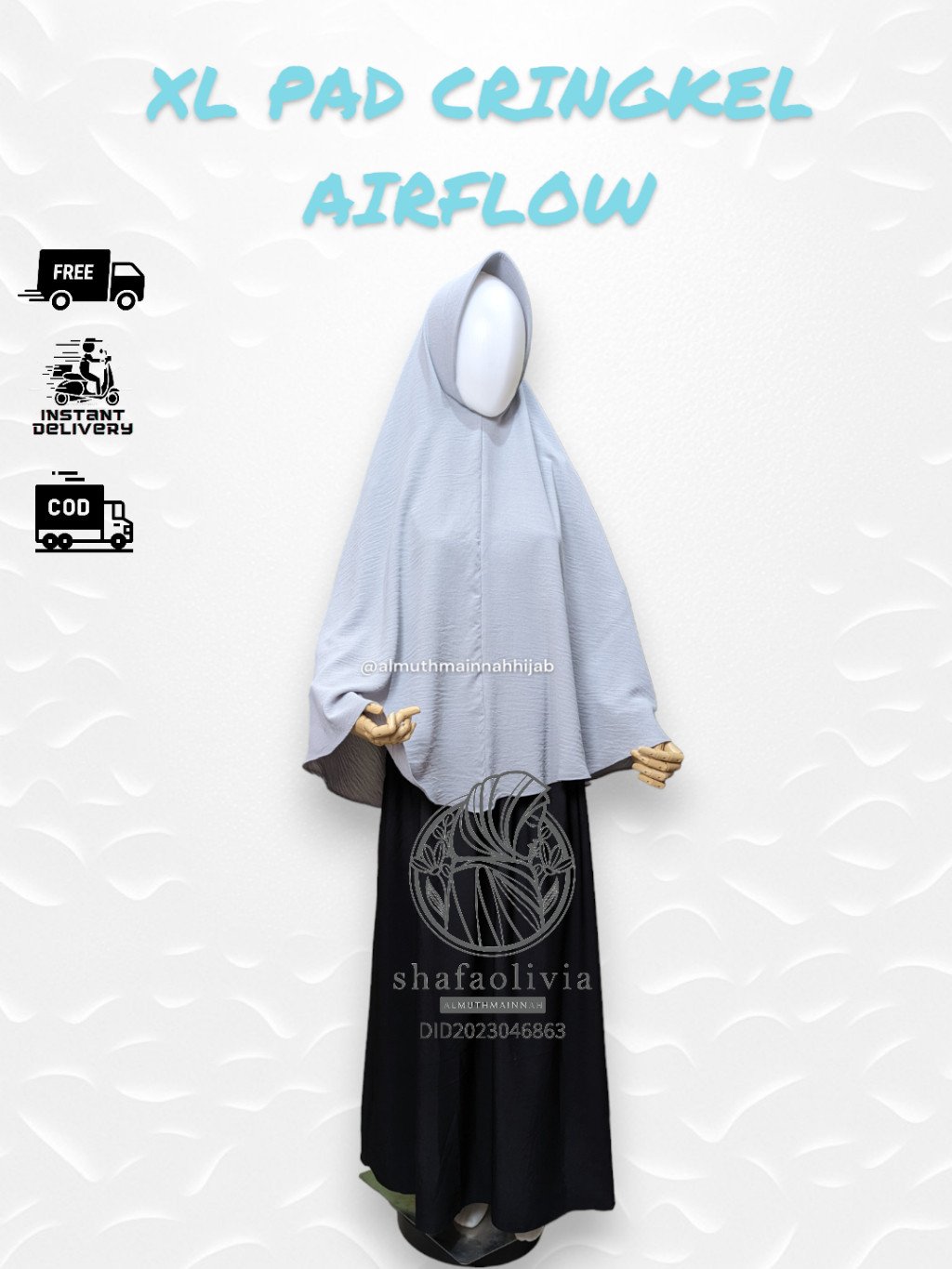 BERGO SYARI JUMBO PREMIUM CRINGKEL XL PAD AIRFLOW KHIMAR KERUDUNG HIJAB JILBAB CEY ADEM KRINGKEL - Image 6